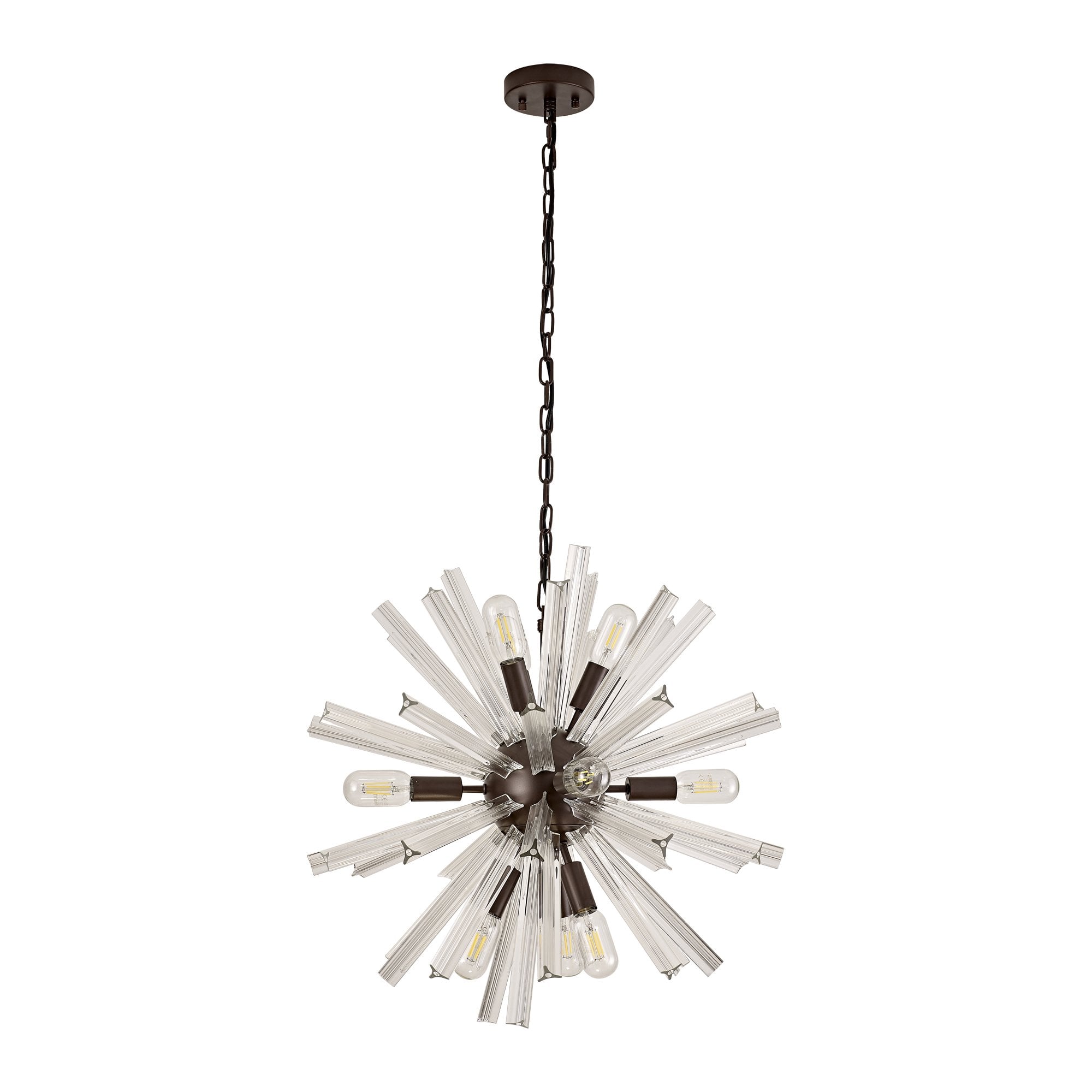 NL85129 Clover 10 Light Round Pendant Brown Oxide / Clear Glass