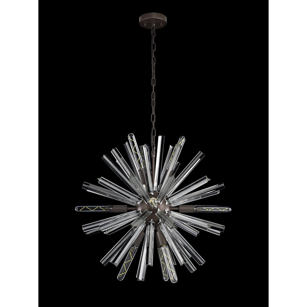 NL85129 Clover 10 Light Round Pendant Brown Oxide / Clear Glass