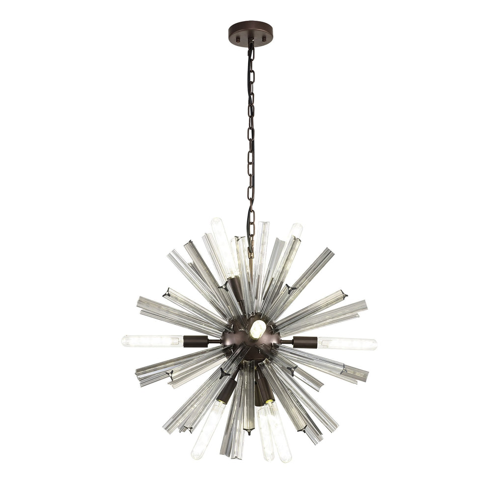 NL85139 Clover 10 Light Round Pendant Brown Oxide / Smoke Glass