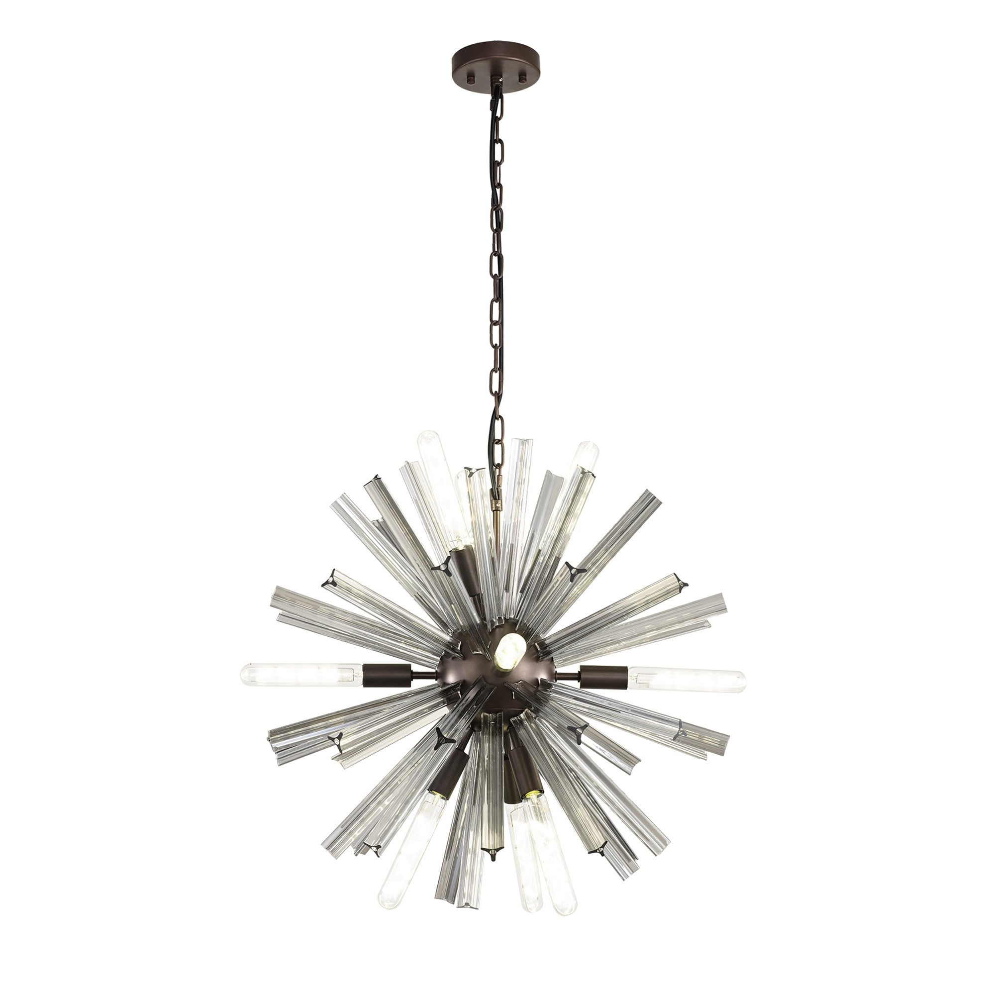 NL85139 Clover 10 Light Round Pendant Brown Oxide / Smoke Glass