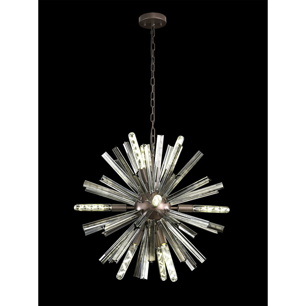 NL85139 Clover 10 Light Round Pendant Brown Oxide / Smoke Glass