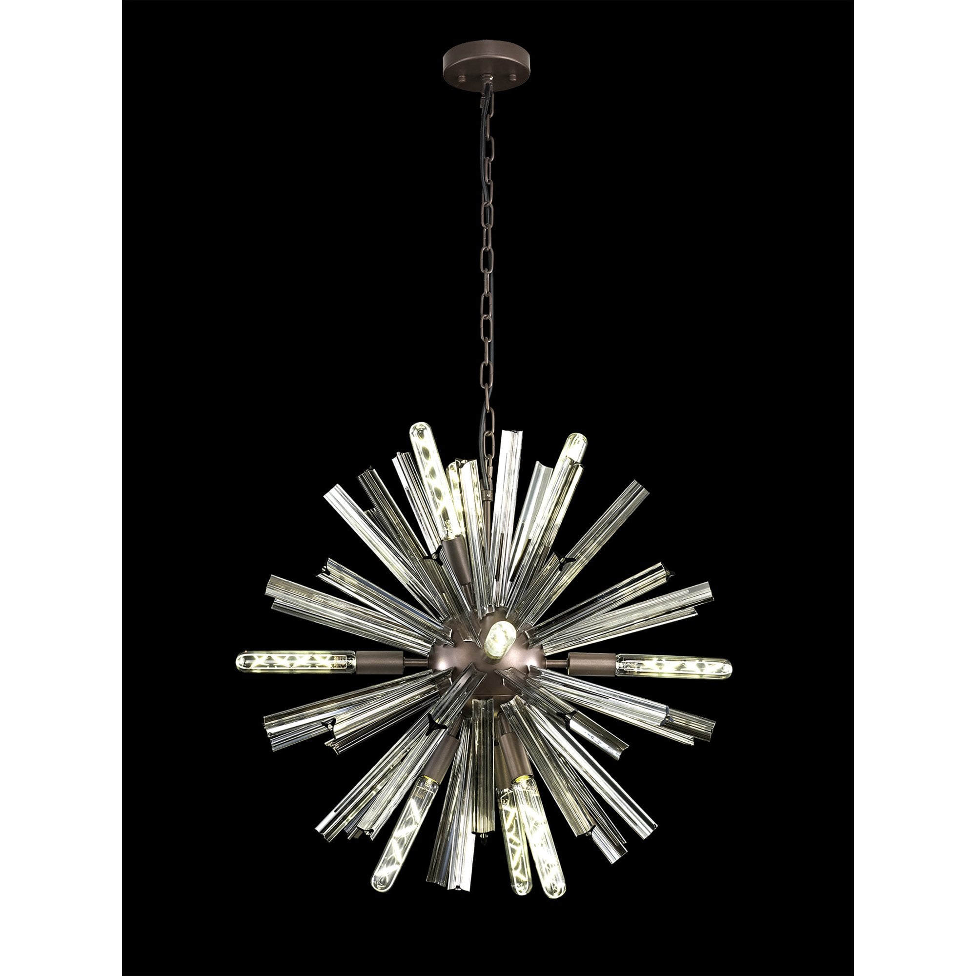 NL85139 Clover 10 Light Round Pendant Brown Oxide / Smoke Glass