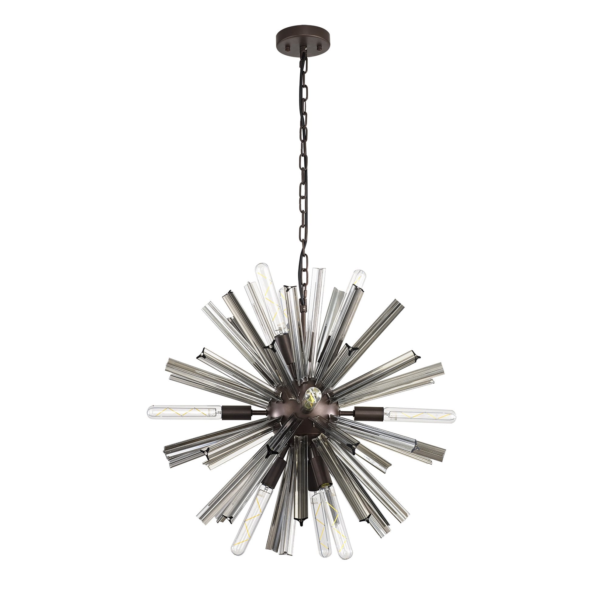 NL85139 Clover 10 Light Round Pendant Brown Oxide / Smoke Glass