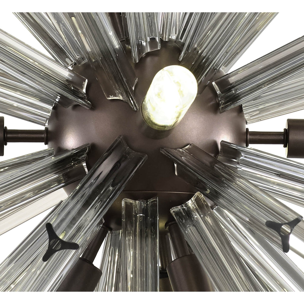 NL85139 Clover 10 Light Round Pendant Brown Oxide / Smoke Glass