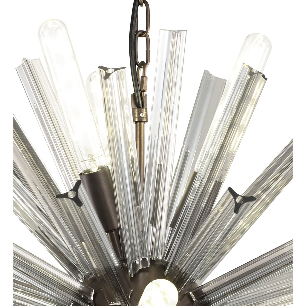 NL85139 Clover 10 Light Round Pendant Brown Oxide / Smoke Glass