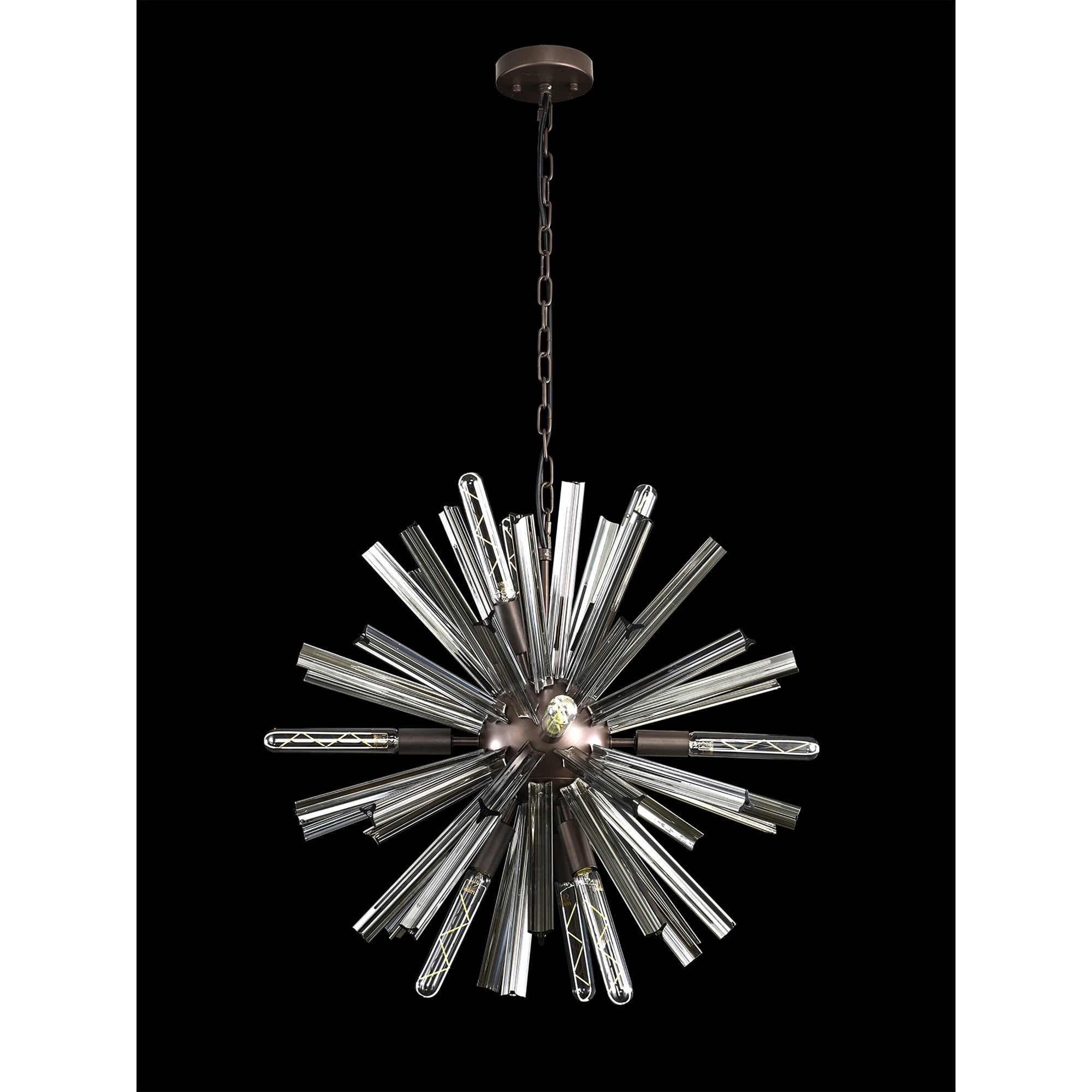 NL85139 Clover 10 Light Round Pendant Brown Oxide / Smoke Glass