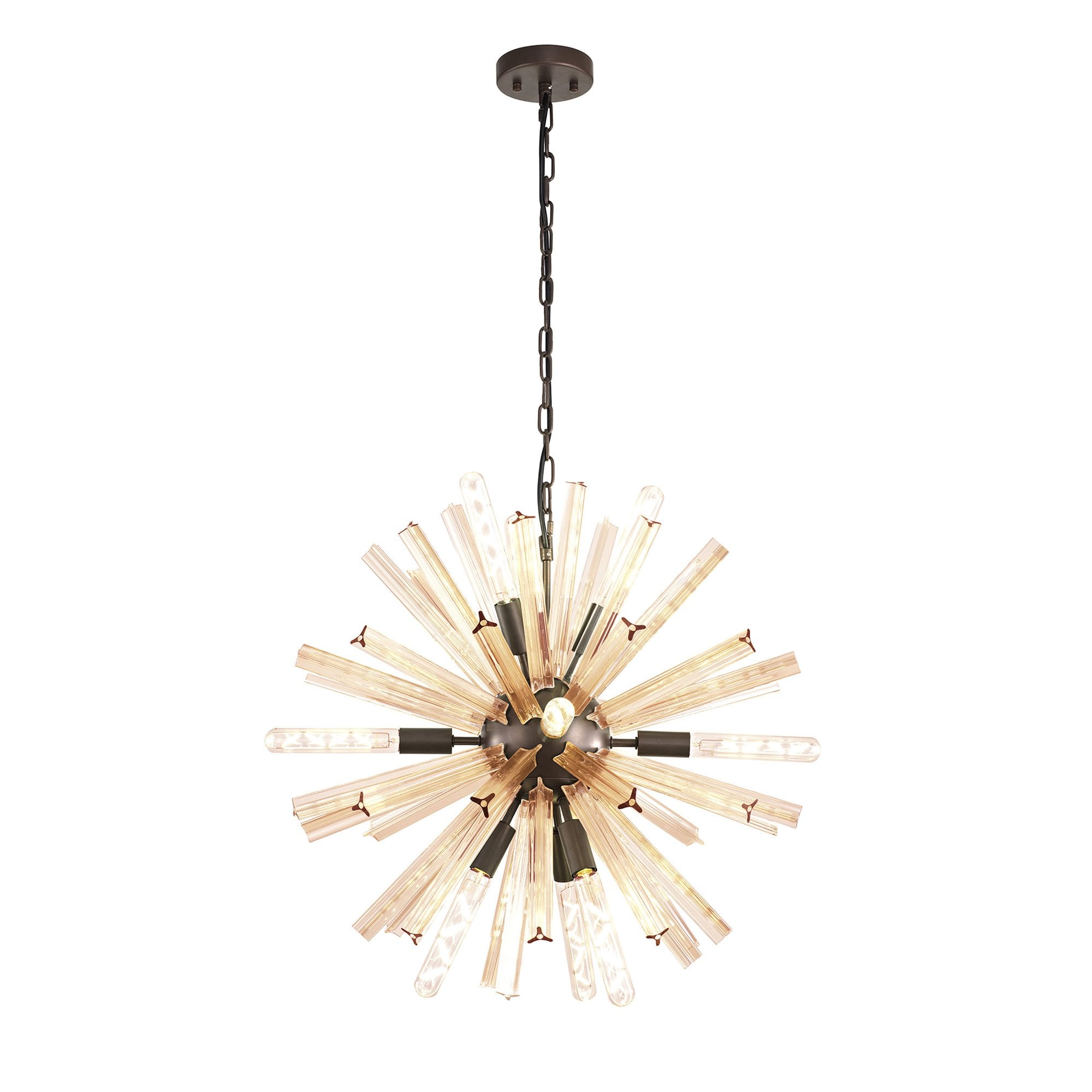 NL85149 Clover 10 Light Round Pendant Brown Oxide / Champagne Gold Glass