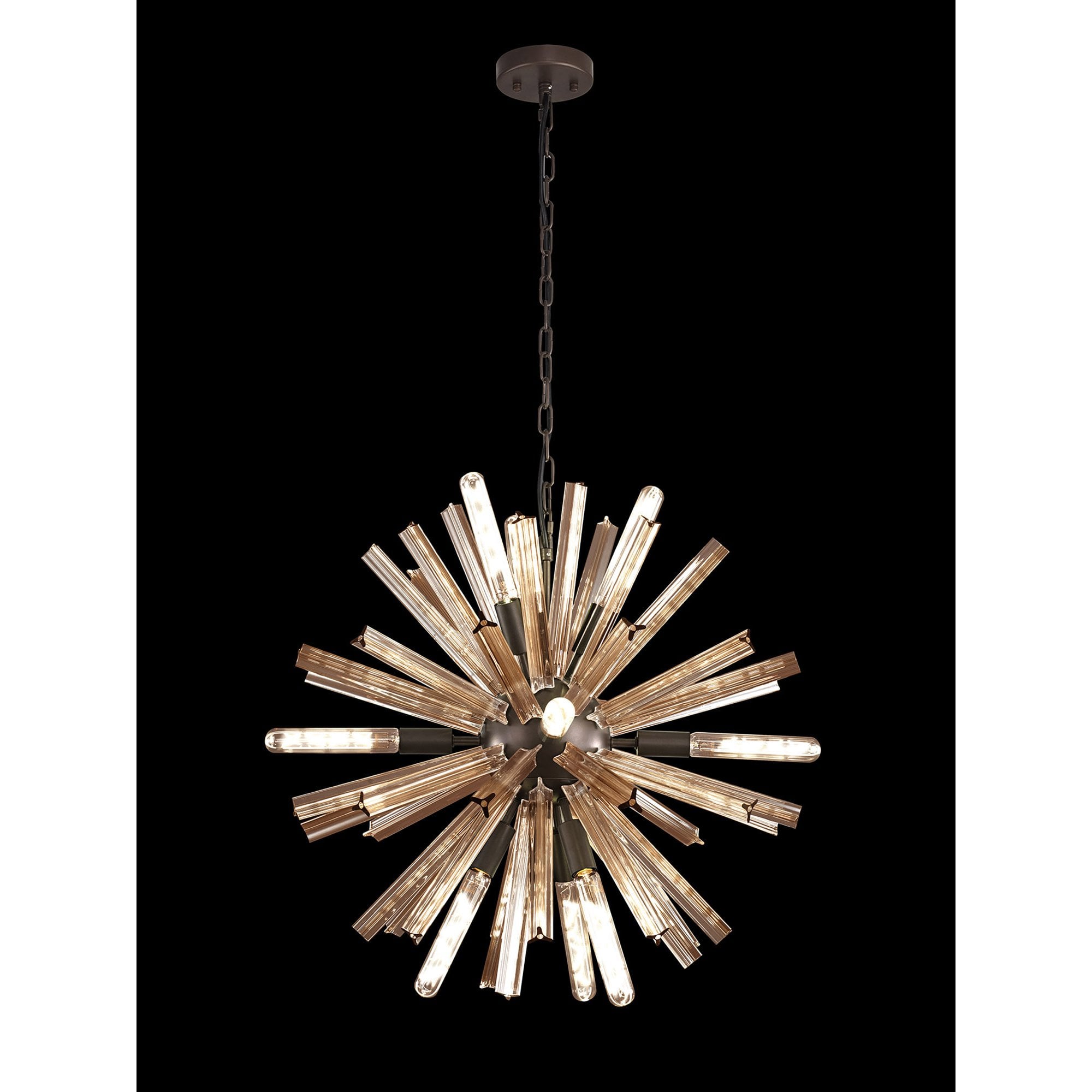 NL85149 Clover 10 Light Round Pendant Brown Oxide / Champagne Gold Glass