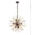 NL85149 Clover 10 Light Round Pendant Brown Oxide / Champagne Gold Glass