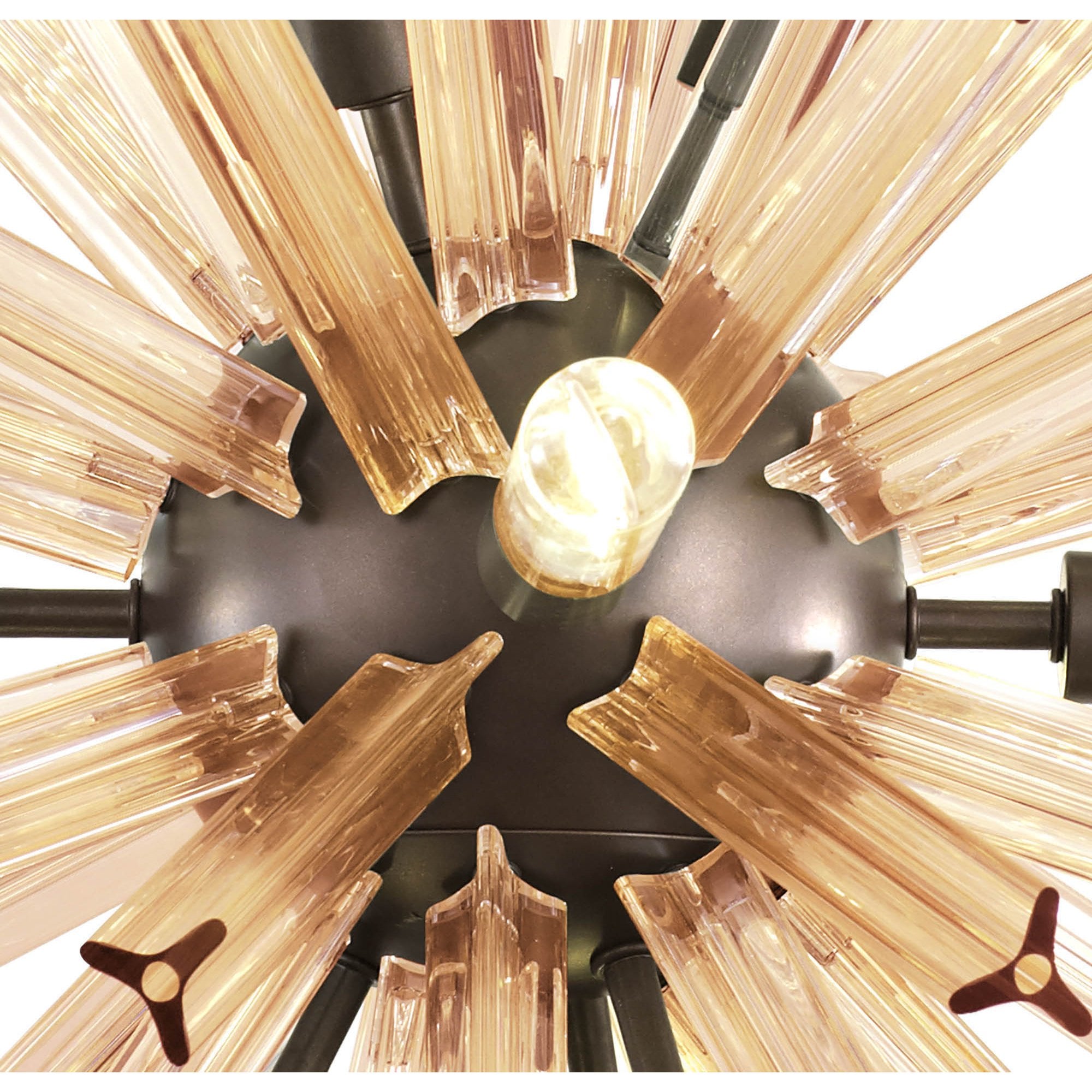 NL85149 Clover 10 Light Round Pendant Brown Oxide / Champagne Gold Glass