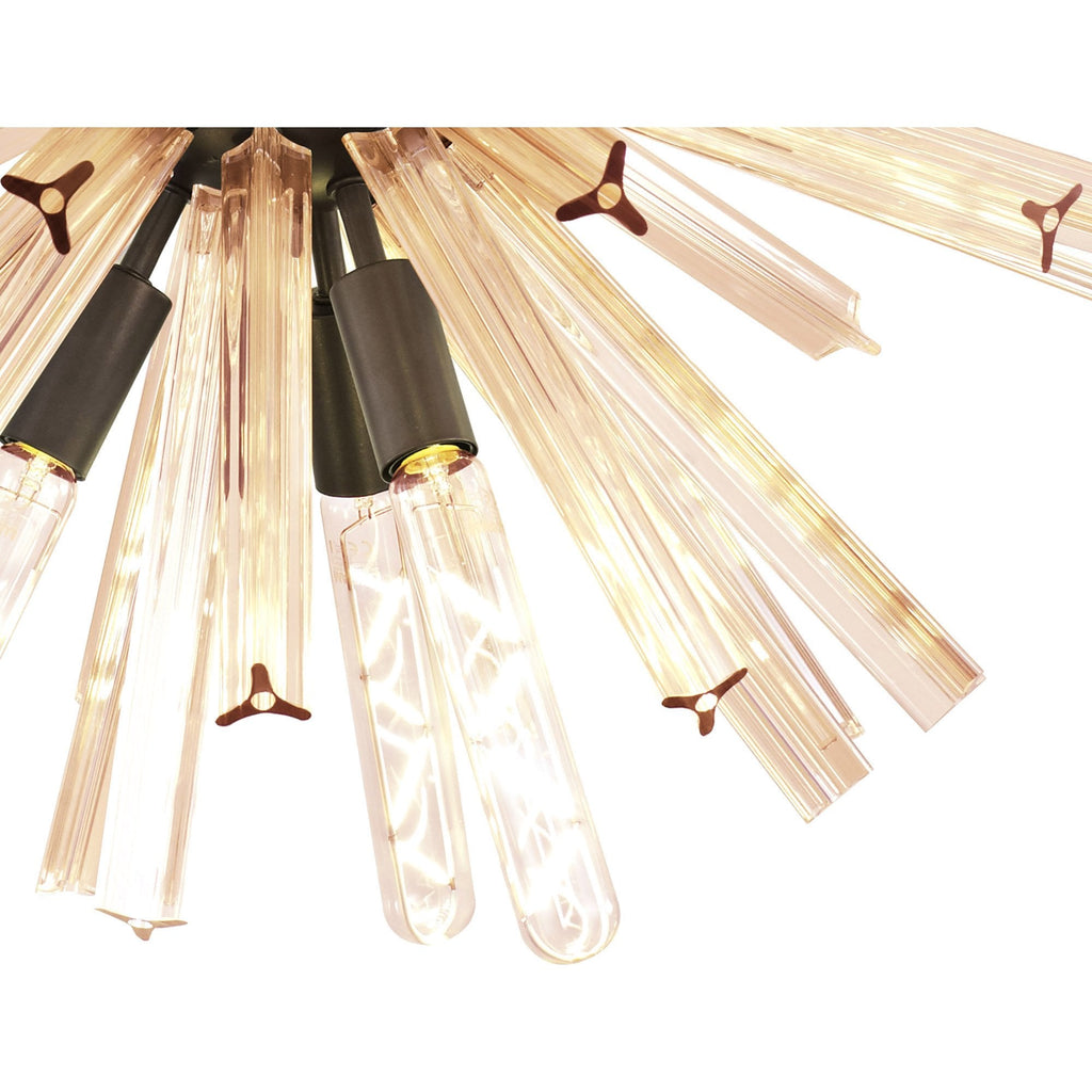 NL85149 Clover 10 Light Round Pendant Brown Oxide / Champagne Gold Glass