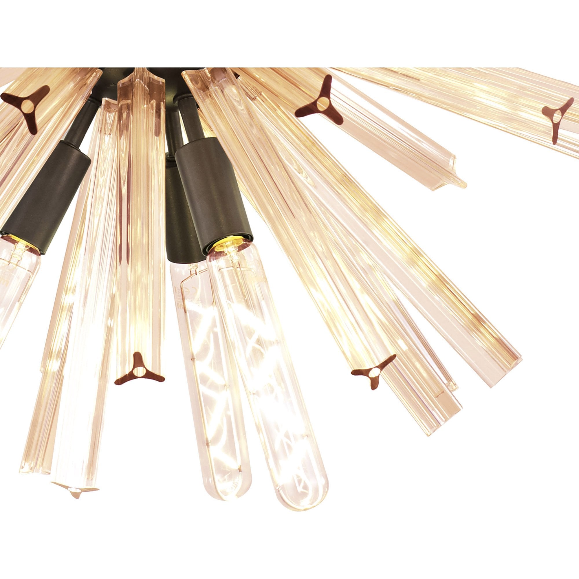 NL85149 Clover 10 Light Round Pendant Brown Oxide / Champagne Gold Glass