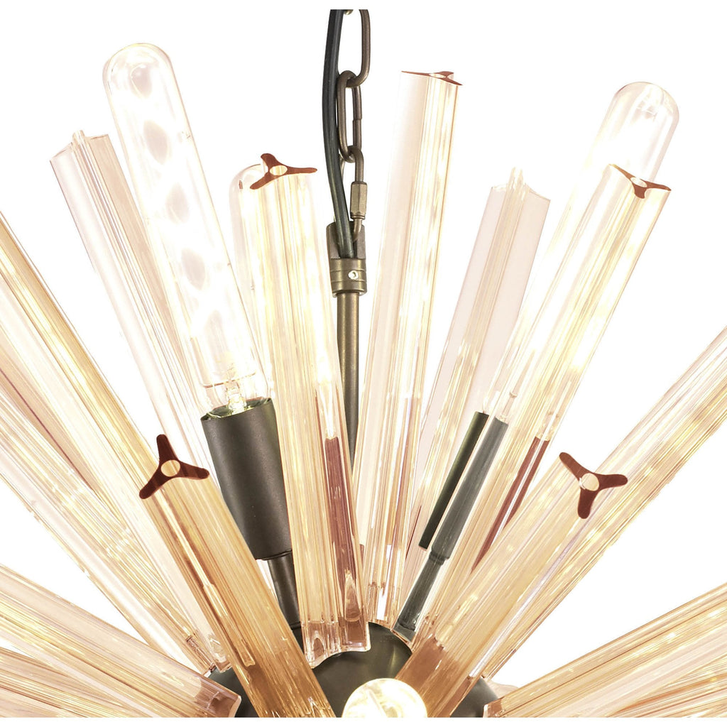 NL85149 Clover 10 Light Round Pendant Brown Oxide / Champagne Gold Glass