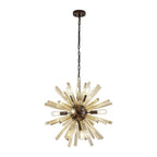 NL85149 Clover 10 Light Round Pendant Brown Oxide / Champagne Gold Glass