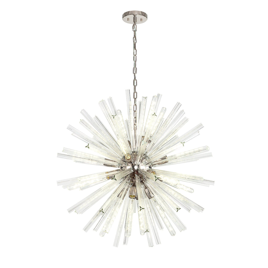 NL85159 Clover 16 Light Round Pendant Polished Nickel / Clear Glass