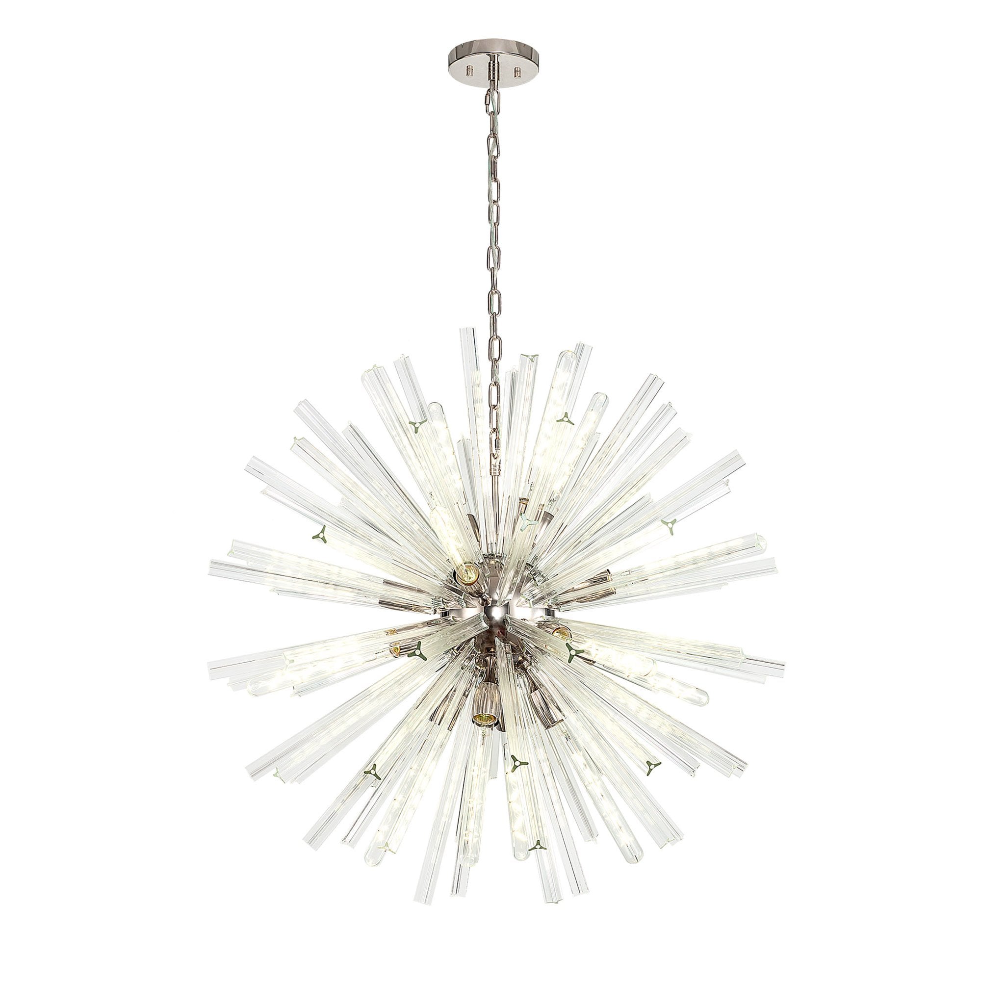 NL85159 Clover 16 Light Round Pendant Polished Nickel / Clear Glass
