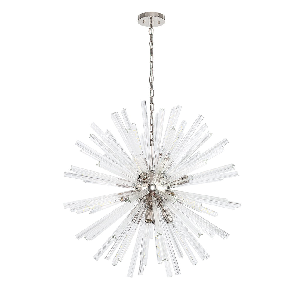 NL85159 Clover 16 Light Round Pendant Polished Nickel / Clear Glass