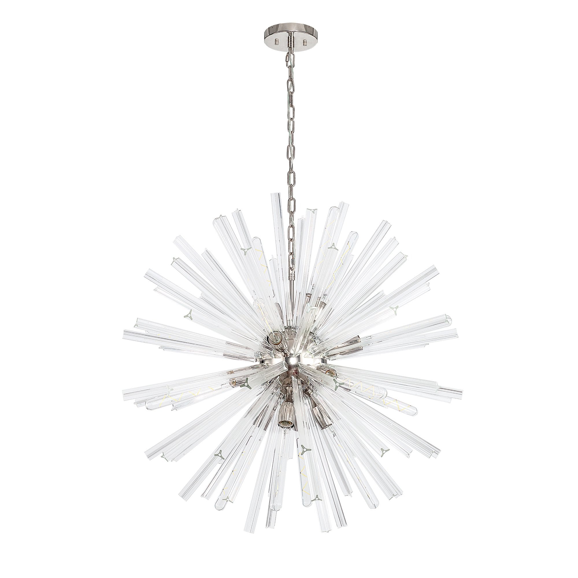 NL85159 Clover 16 Light Round Pendant Polished Nickel / Clear Glass