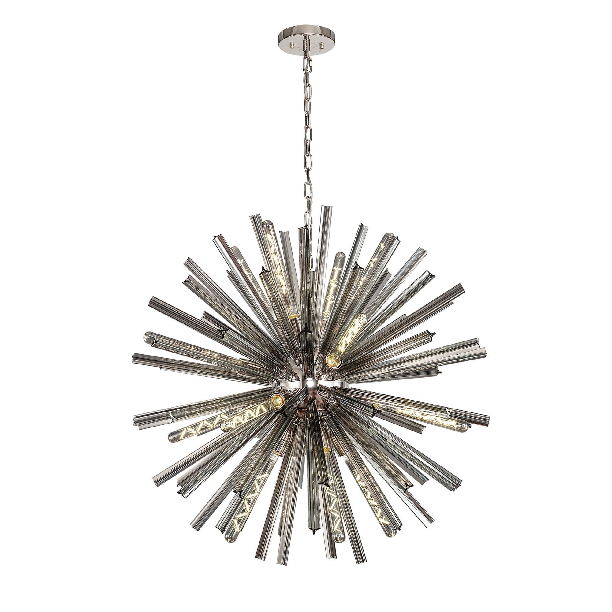 NL85169 Clover 16 Light Round Pendant Polished Nickel / Smoke Glass