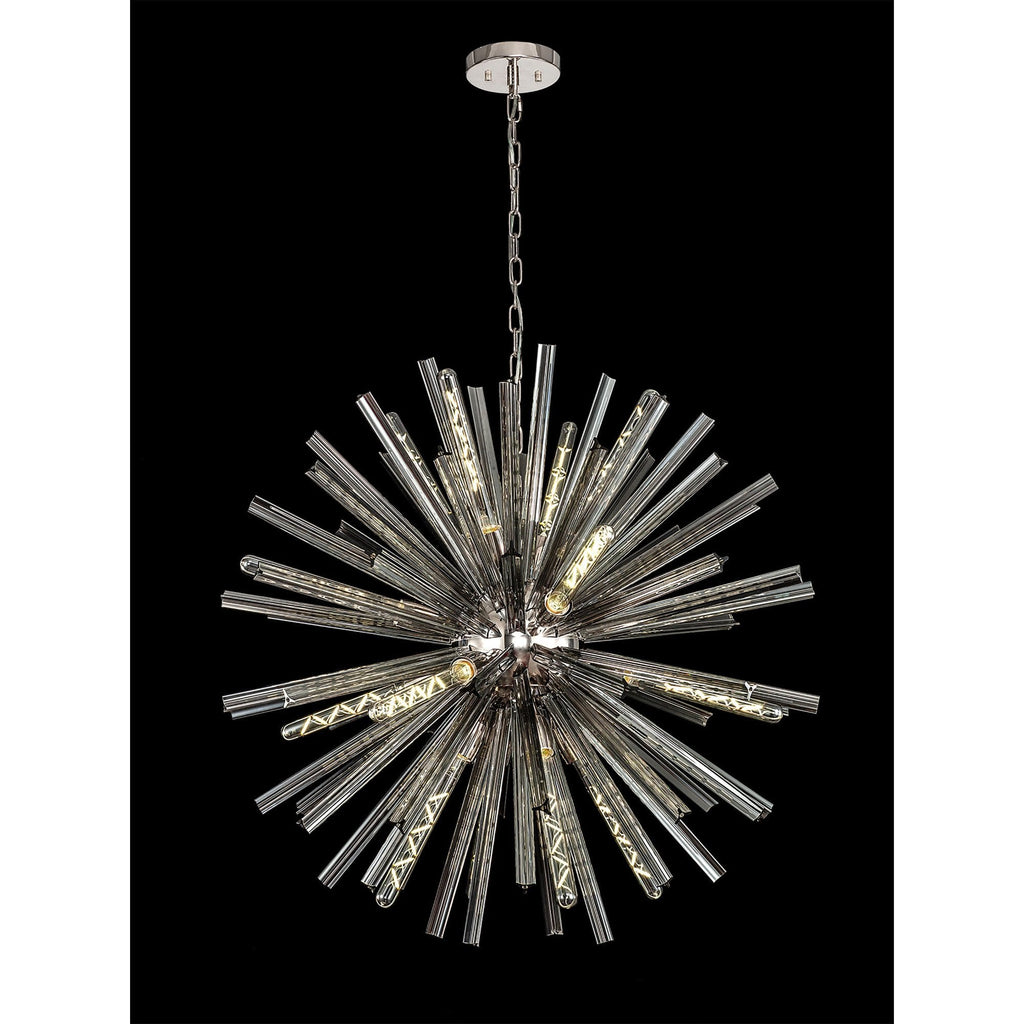 NL85169 Clover 16 Light Round Pendant Polished Nickel / Smoke Glass