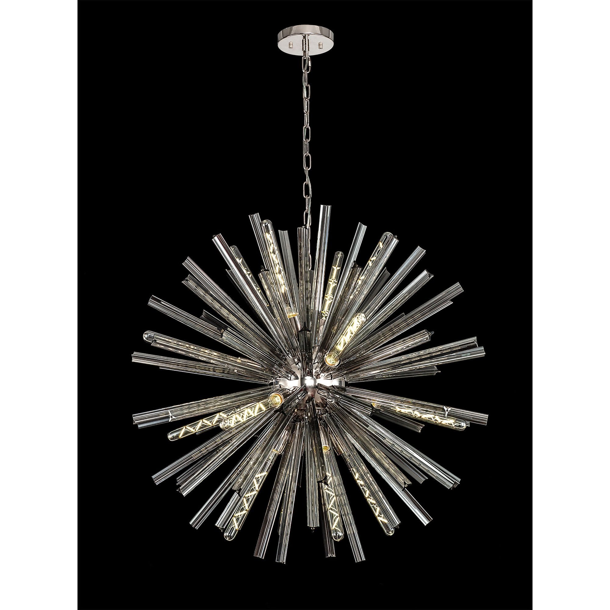 NL85169 Clover 16 Light Round Pendant Polished Nickel / Smoke Glass