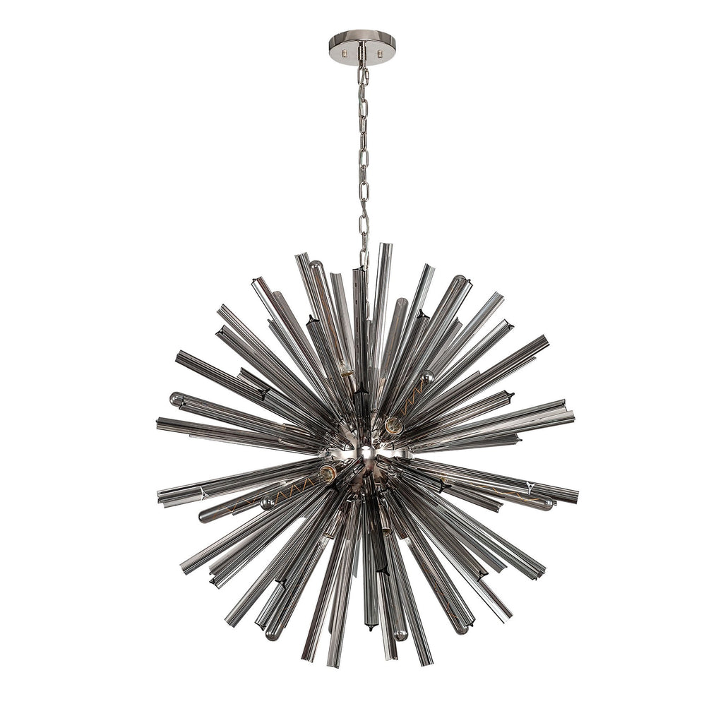 NL85169 Clover 16 Light Round Pendant Polished Nickel / Smoke Glass