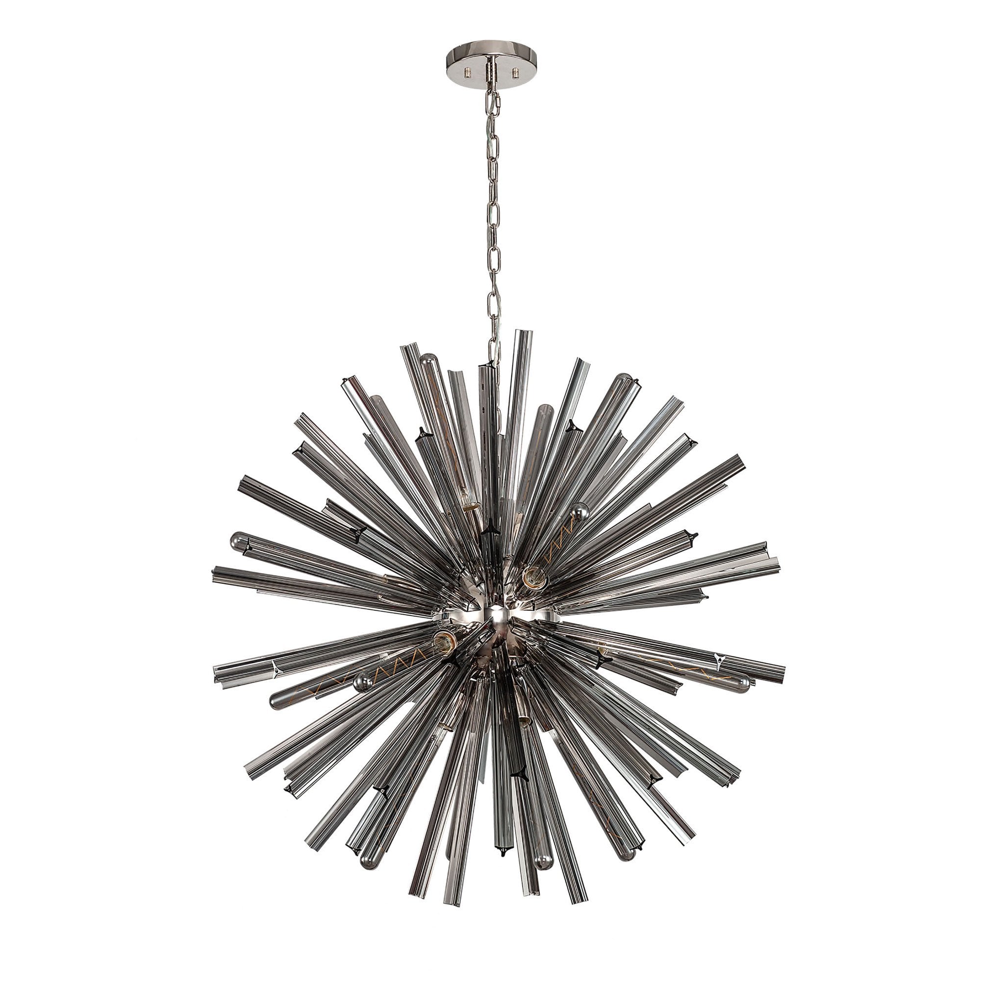 NL85169 Clover 16 Light Round Pendant Polished Nickel / Smoke Glass