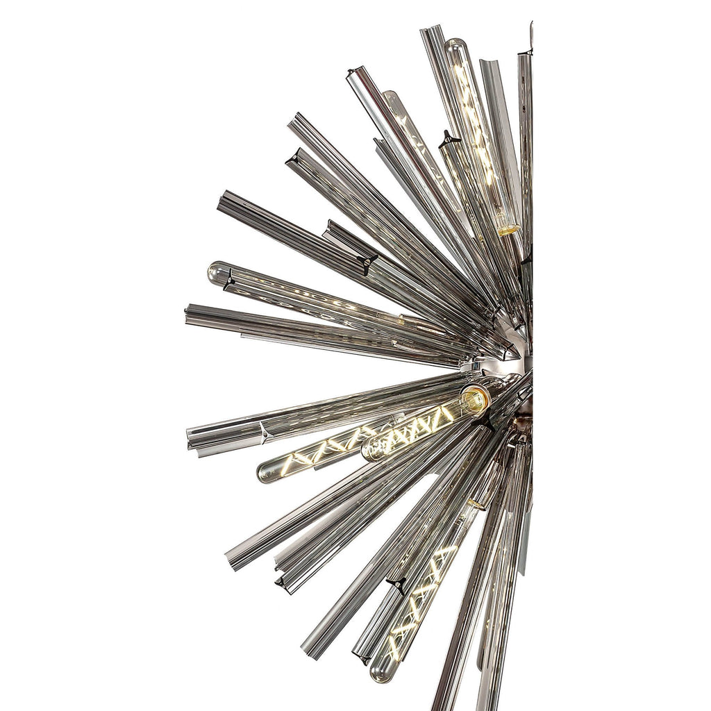 NL85169 Clover 16 Light Round Pendant Polished Nickel / Smoke Glass