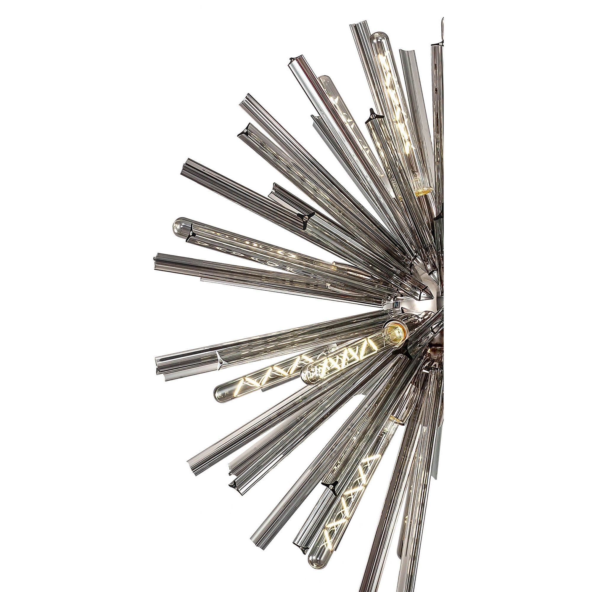 NL85169 Clover 16 Light Round Pendant Polished Nickel / Smoke Glass