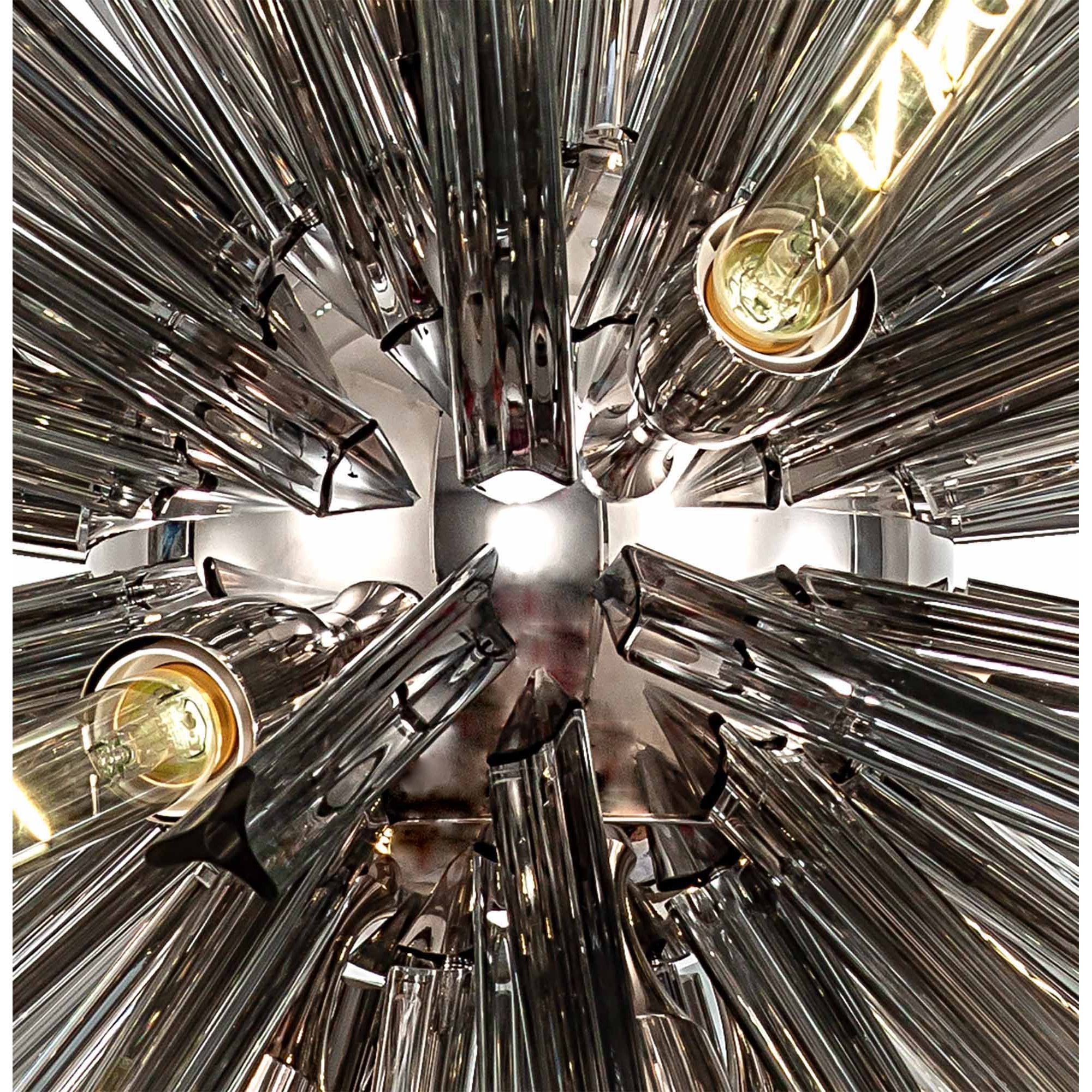 NL85169 Clover 16 Light Round Pendant Polished Nickel / Smoke Glass