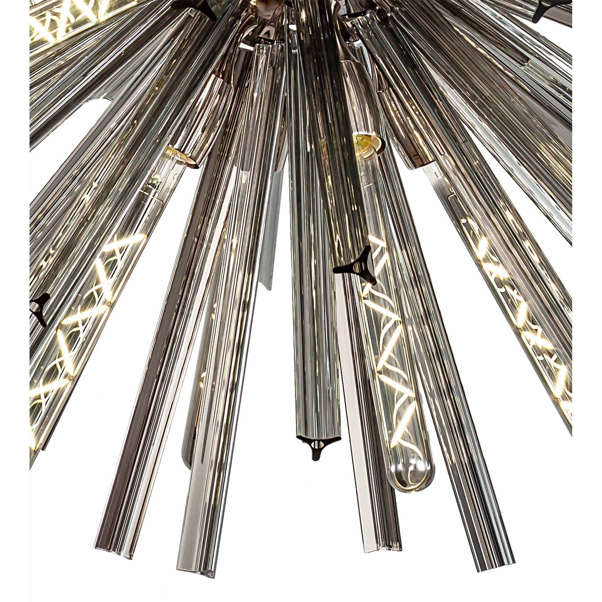 NL85169 Clover 16 Light Round Pendant Polished Nickel / Smoke Glass