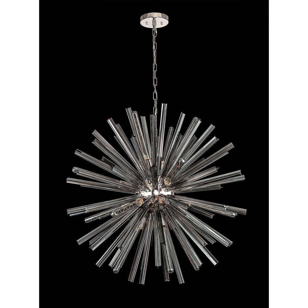 NL85169 Clover 16 Light Round Pendant Polished Nickel / Smoke Glass