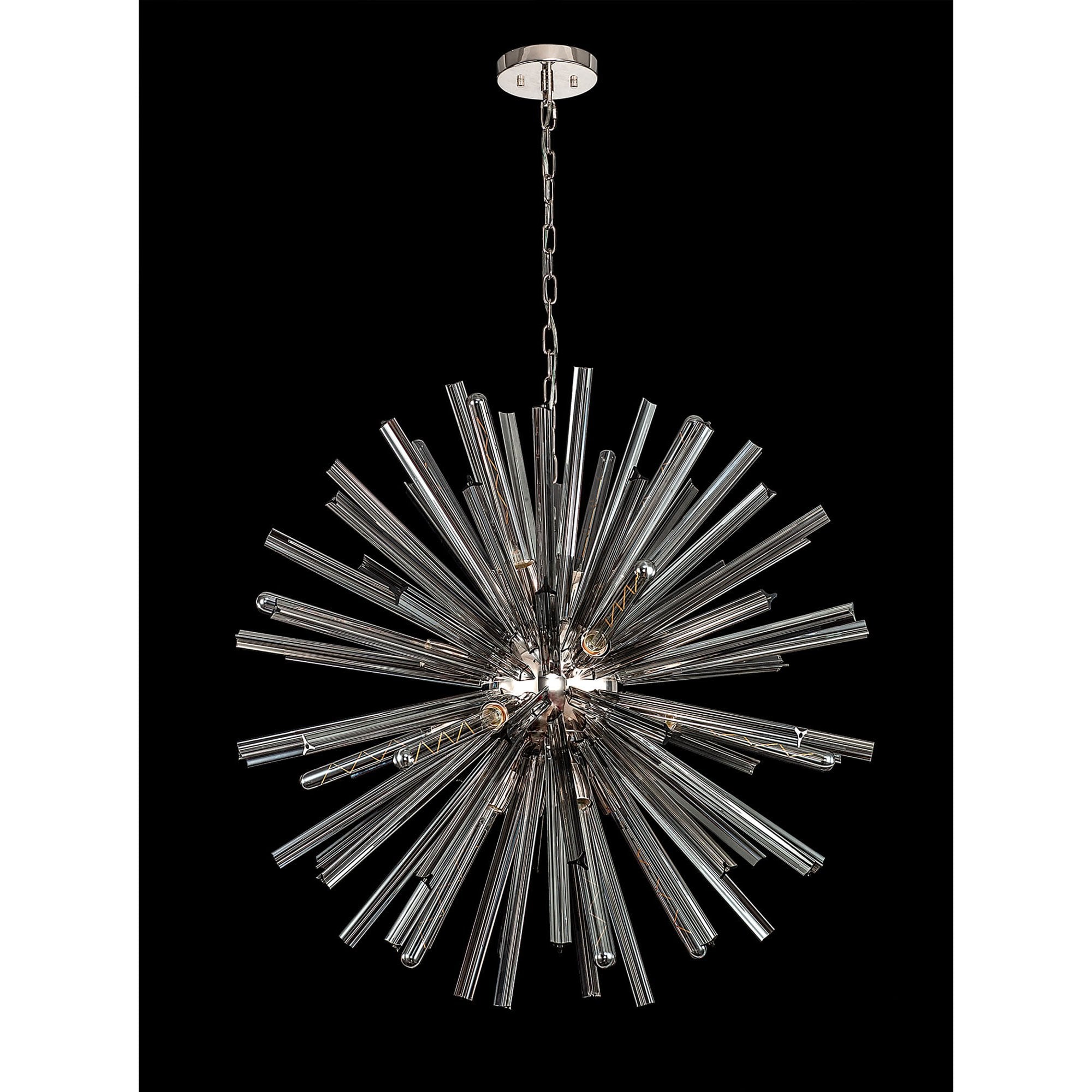 NL85169 Clover 16 Light Round Pendant Polished Nickel / Smoke Glass