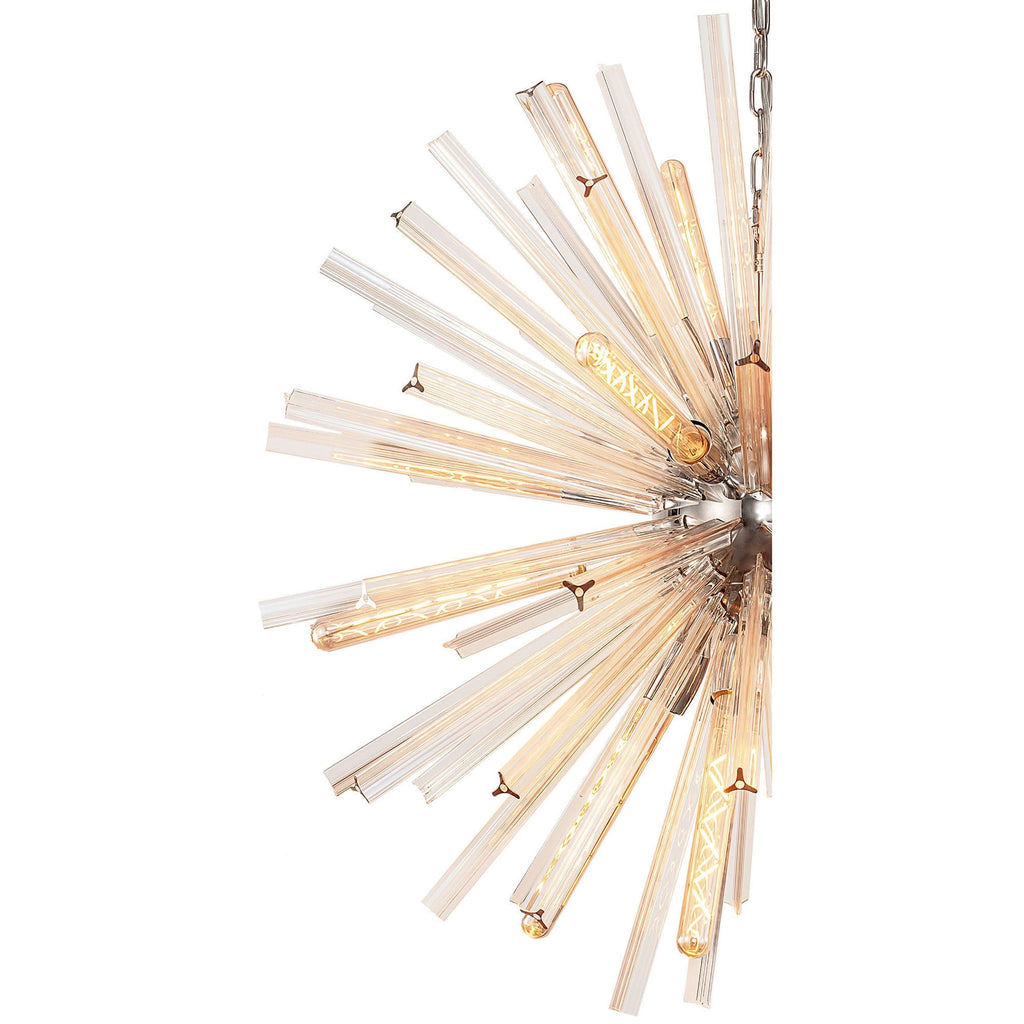NL85179 Clover 16 Light Round Pendant Polished Nickel / Champagne Gold Glass