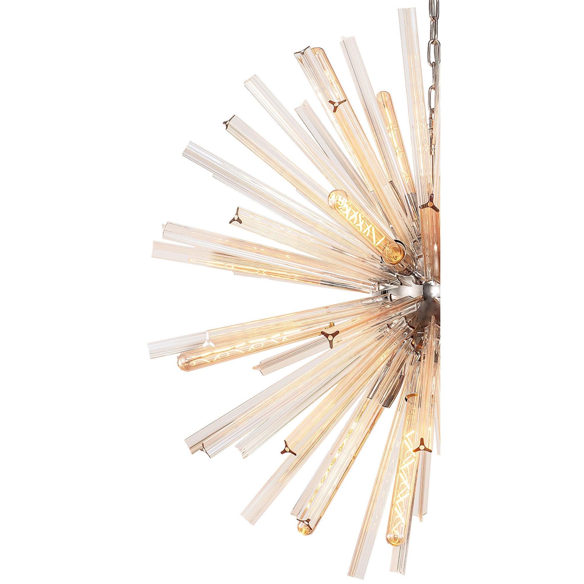 NL85179 Clover 16 Light Round Pendant Polished Nickel / Champagne Gold Glass
