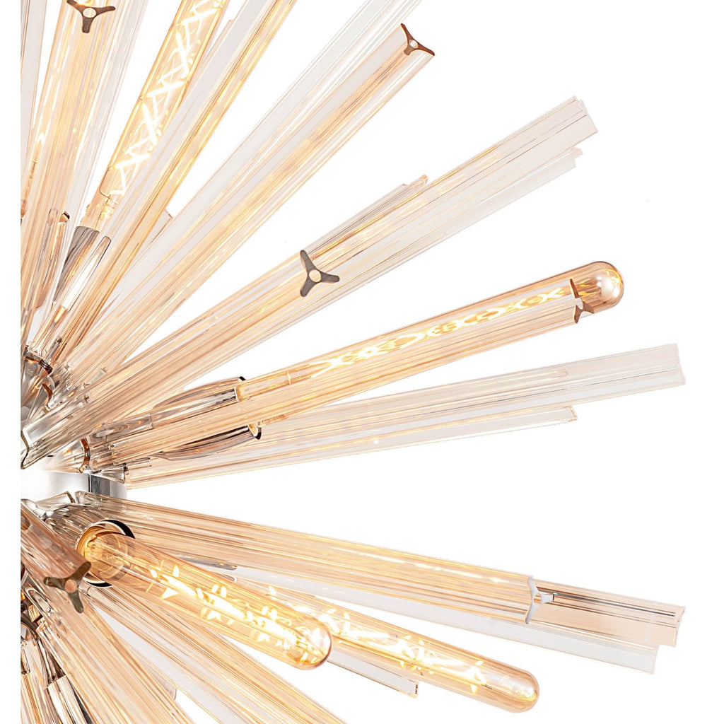 NL85179 Clover 16 Light Round Pendant Polished Nickel / Champagne Gold Glass