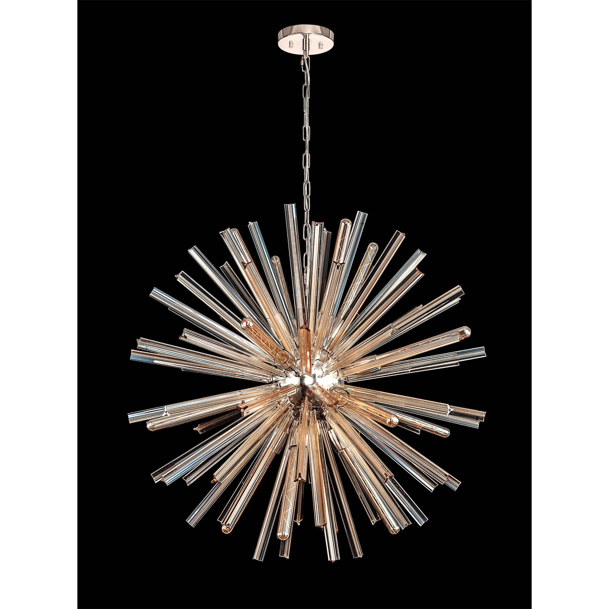 NL85179 Clover 16 Light Round Pendant Polished Nickel / Champagne Gold Glass