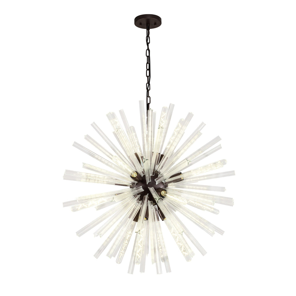NL85189 Clover 16 Light Round Pendant Brown Oxide / Clear Glass