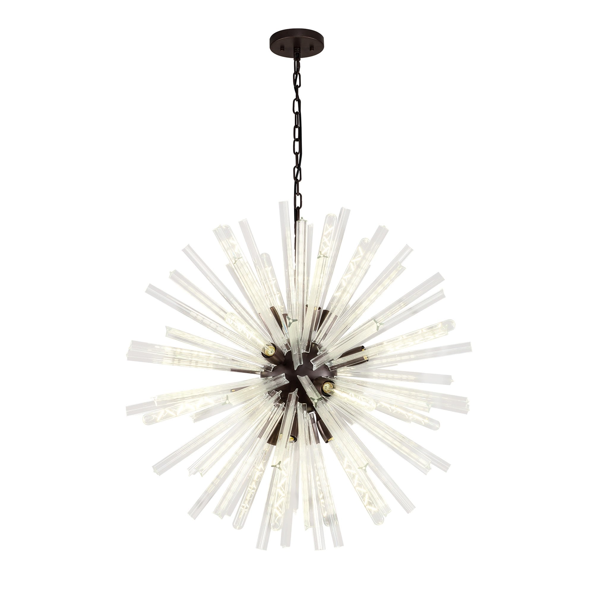 NL85189 Clover 16 Light Round Pendant Brown Oxide / Clear Glass