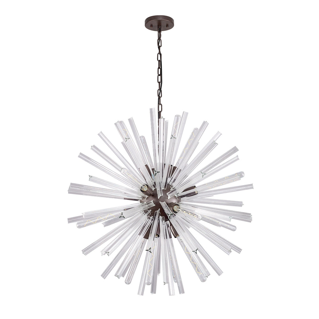 NL85189 Clover 16 Light Round Pendant Brown Oxide / Clear Glass