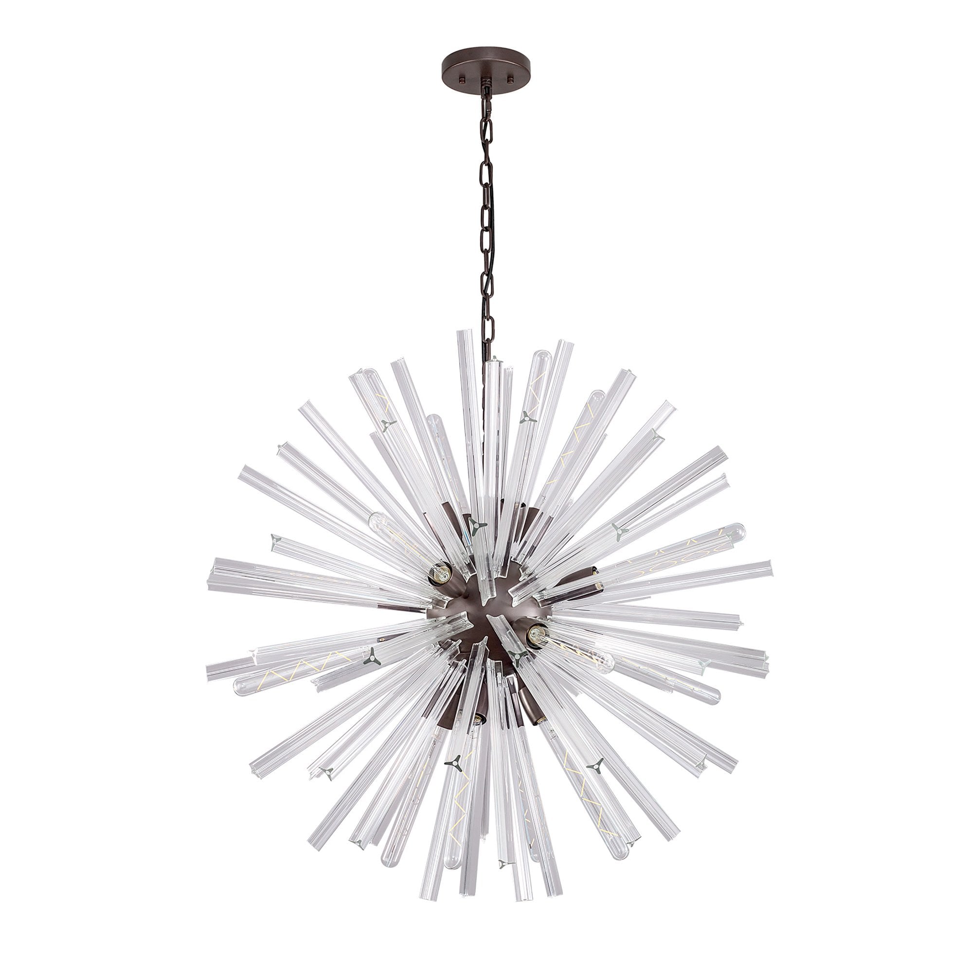 NL85189 Clover 16 Light Round Pendant Brown Oxide / Clear Glass