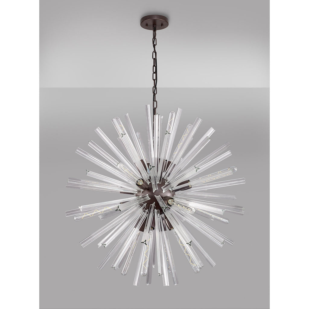 NL85189 Clover 16 Light Round Pendant Brown Oxide / Clear Glass