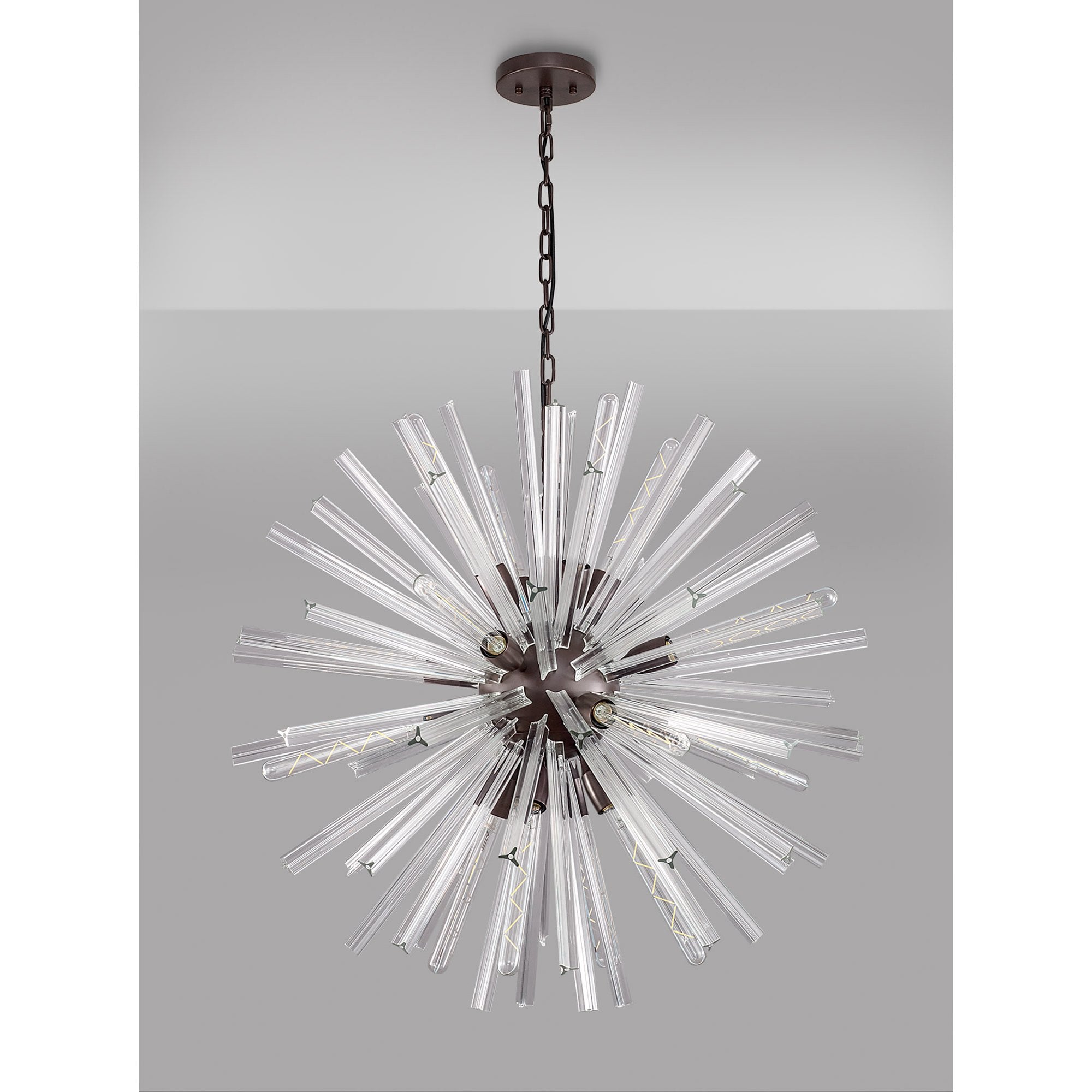 NL85189 Clover 16 Light Round Pendant Brown Oxide / Clear Glass