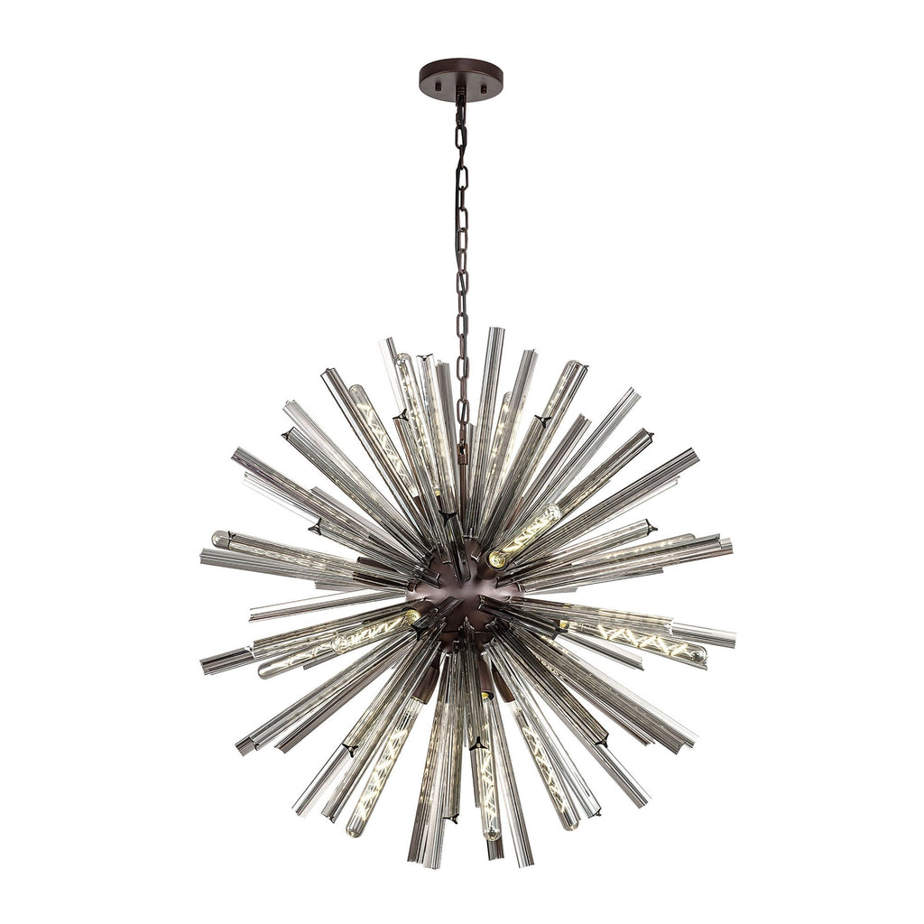 NL85199 Clover 16 Light Round Pendant Brown Oxide / Smoke Glass