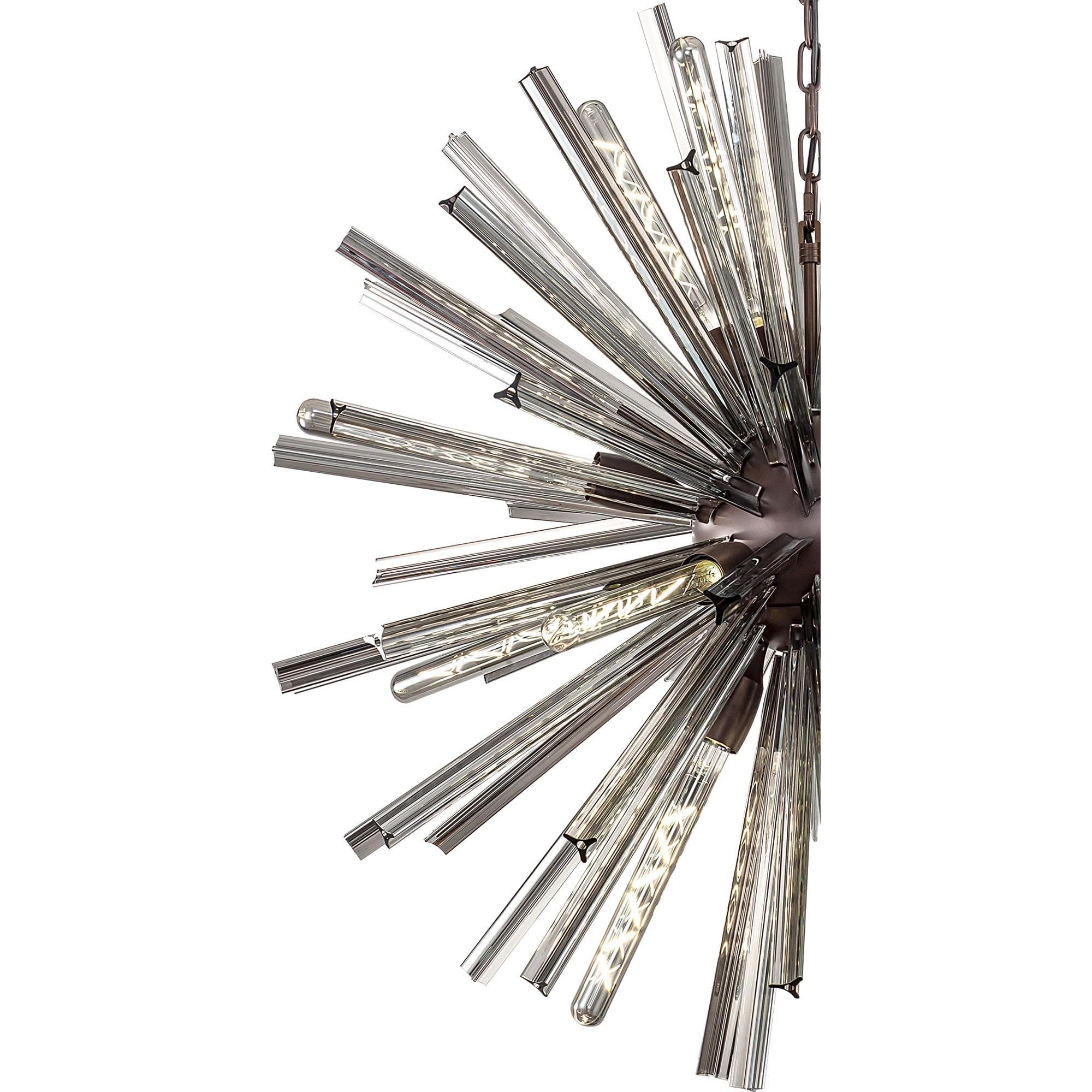 NL85199 Clover 16 Light Round Pendant Brown Oxide / Smoke Glass