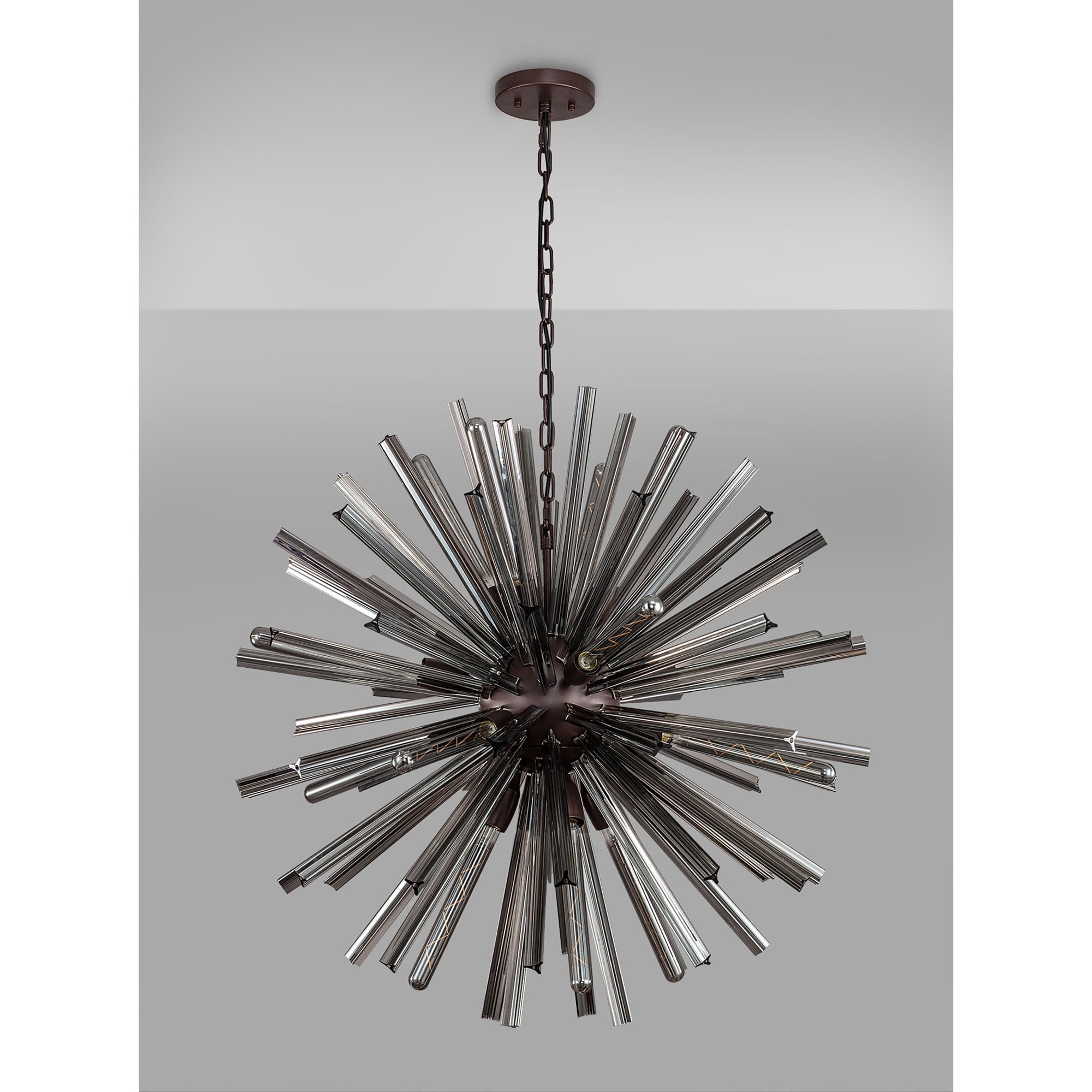 NL85199 Clover 16 Light Round Pendant Brown Oxide / Smoke Glass
