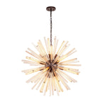 NL85209 Clover 16 Light Round Pendant Brown Oxide / Champagne Gold Glass