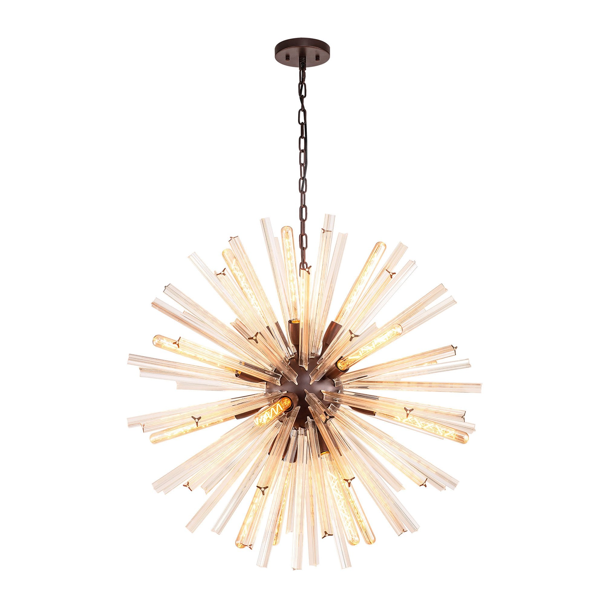 NL85209 Clover 16 Light Round Pendant Brown Oxide / Champagne Gold Glass
