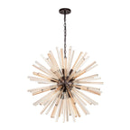 NL85209 Clover 16 Light Round Pendant Brown Oxide / Champagne Gold Glass