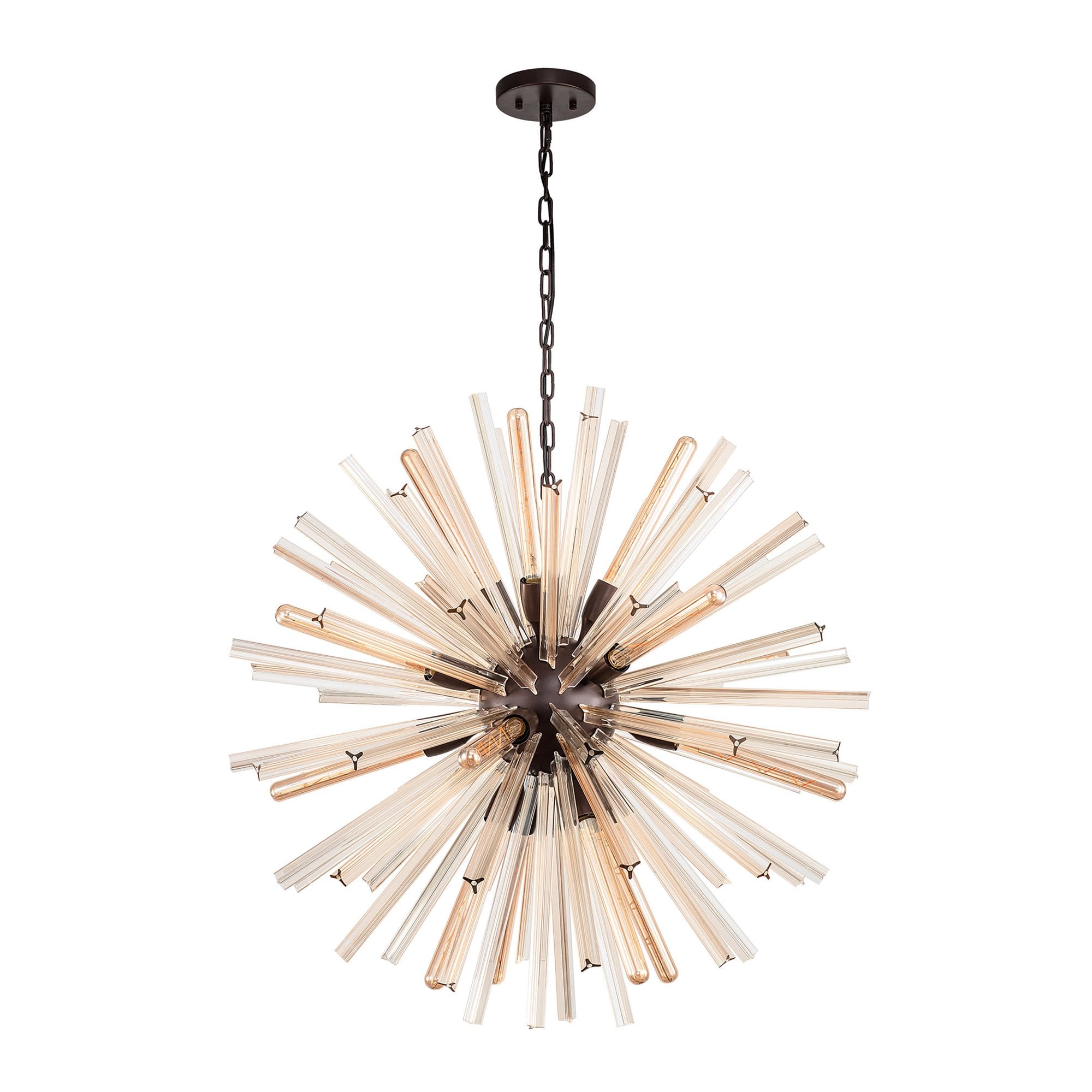 NL85209 Clover 16 Light Round Pendant Brown Oxide / Champagne Gold Glass